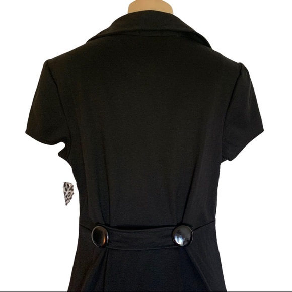 NWT Love Culture Fit & Flare Plunge V-Neck Button Detail Midi Career Dress SM - Picture 8 of 11